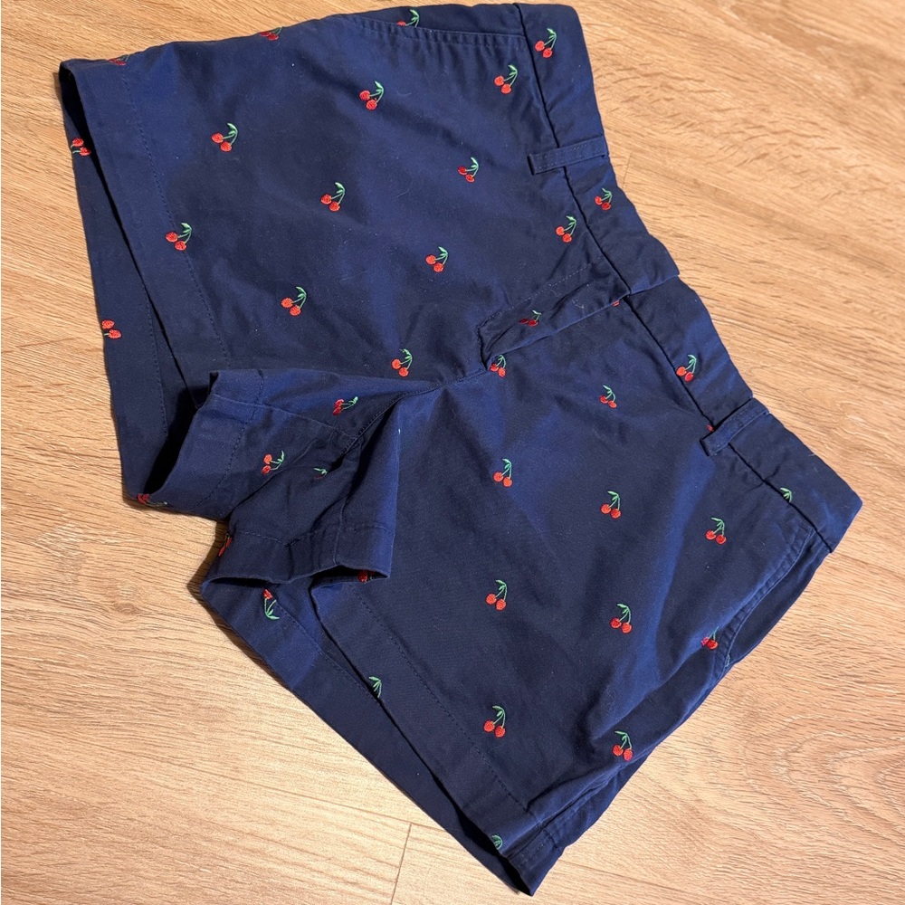 Cherry 🍒 Print Cambridge Dry Goods Navy Blue Women's Shorts Y2K